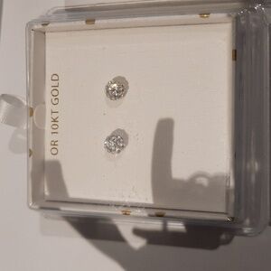 GENUINE SOLID 10K YELLOW GOLD CLUSTER BALL CRYSTAL EARRINGS GIFT BOXED 🎁